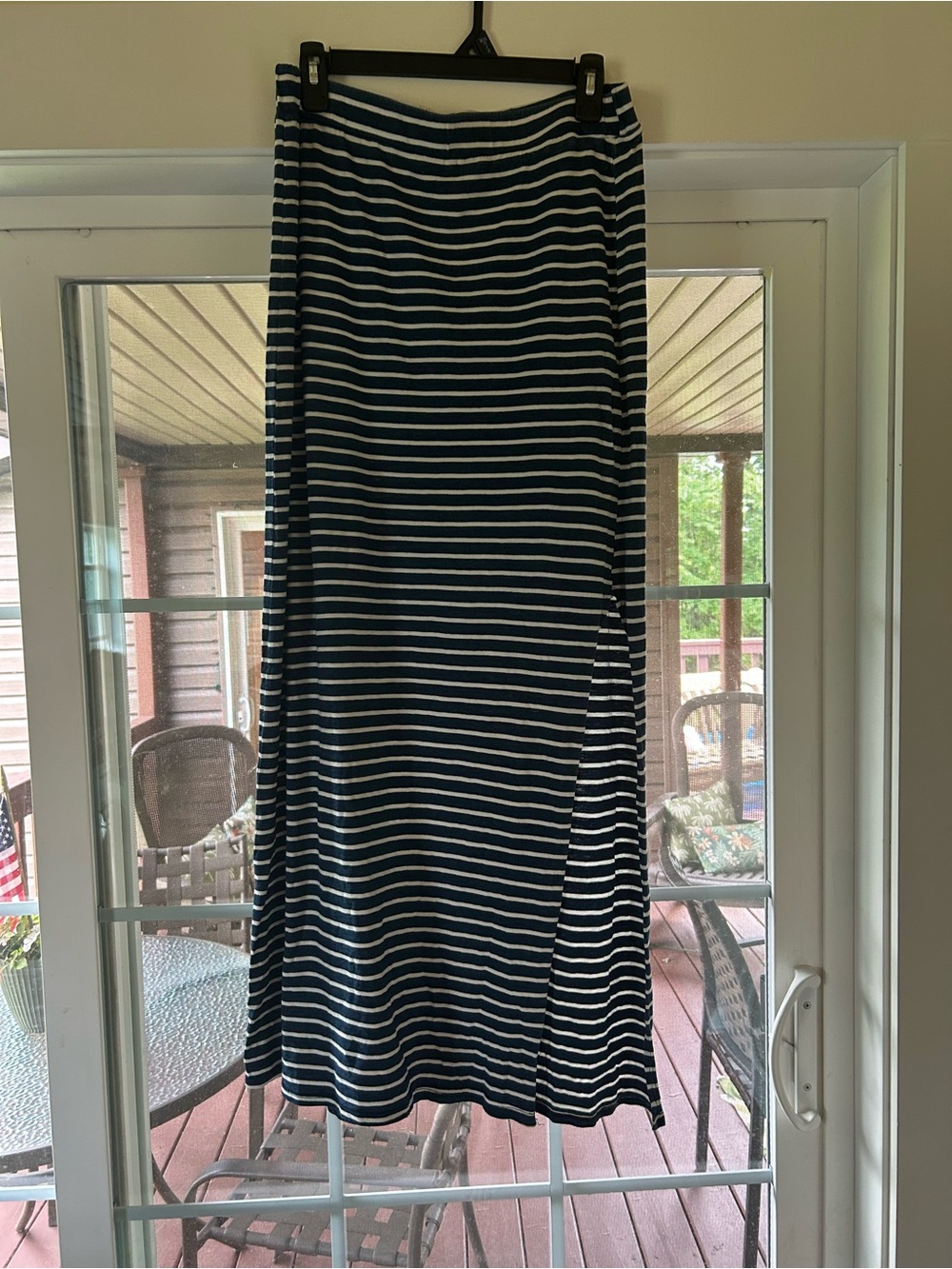 Splendid Striped Navy and White Maxi Skirt with Side Slit Women’s Small